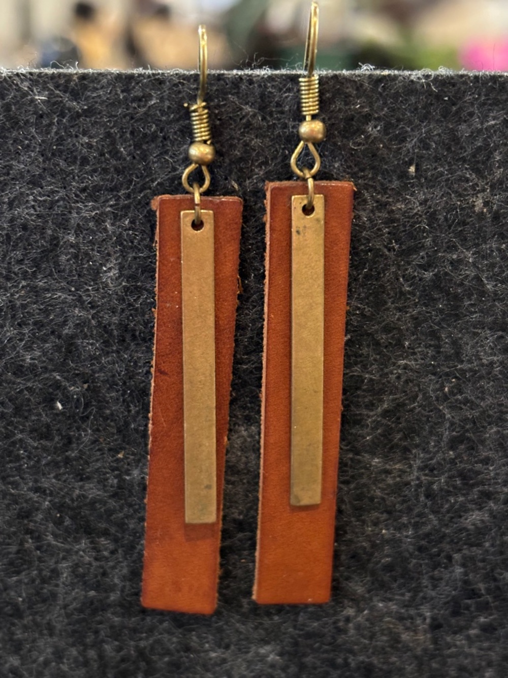 Leather and Brass Earrings